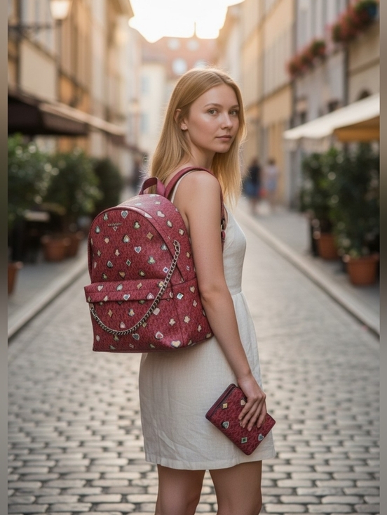 Michael Kors Slater Md Printed Signature Logo Backpack & matching bi-fold wallet main image 7